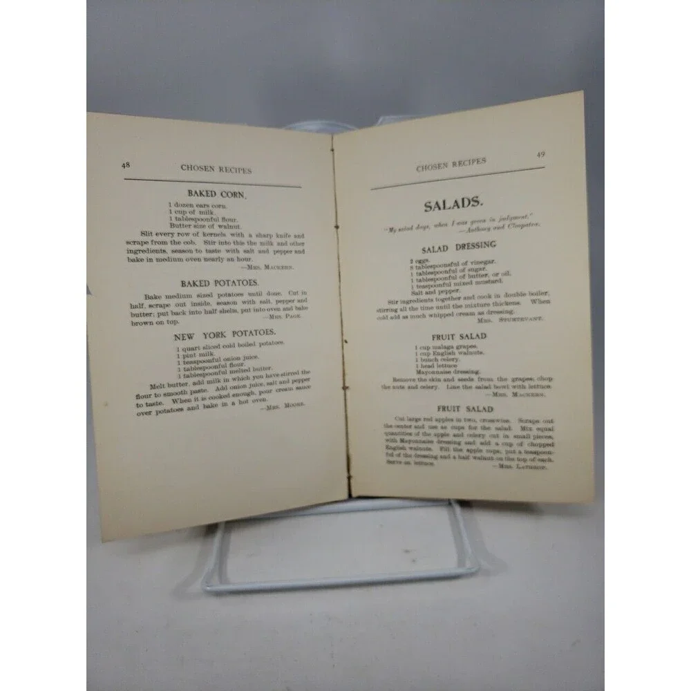 Chosen Recipes Cookbook 1905 Women of the First Unitarian Church of Chicago